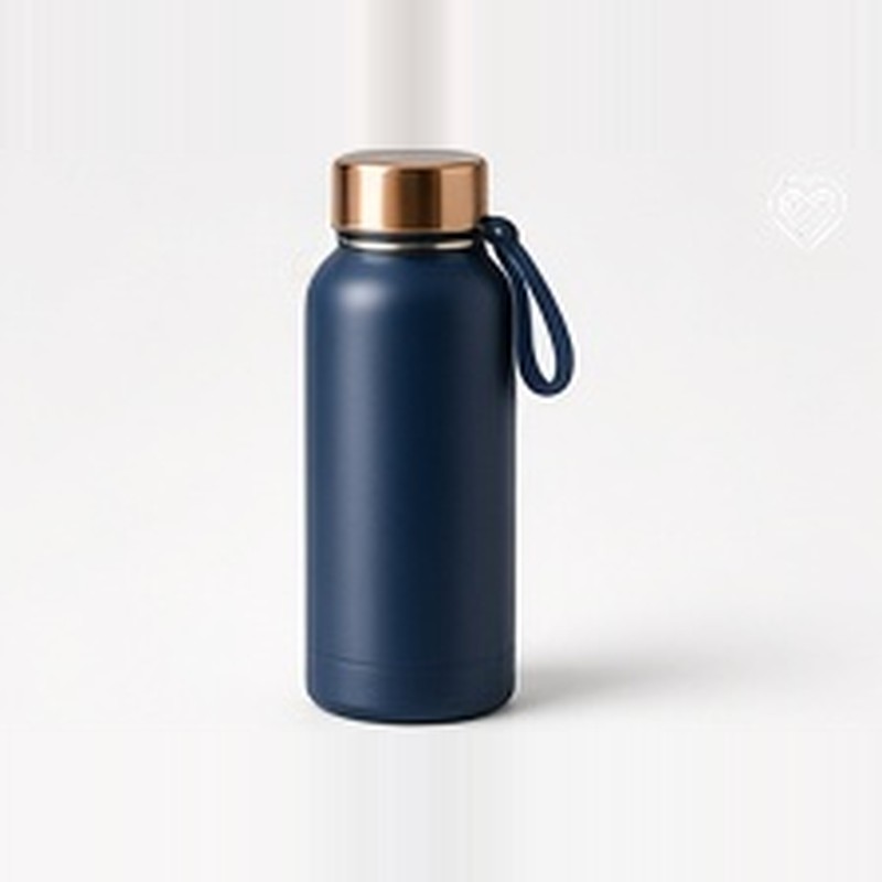Explorer Vacuum Bottle, navy body with a copper-tone lid