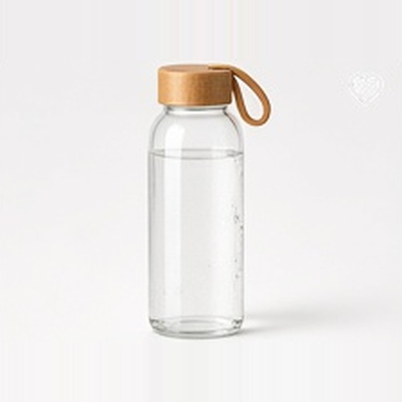 PureSip Glass Bottle, clear glass with a wood lid